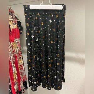 NWT Trashy Diva Black Skirt with Gold & White Fleur de Lis Size 8